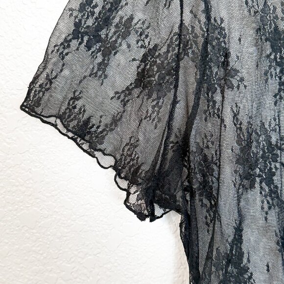 Cider Sheer Floral Lace Top 3XL Black See-Through Romantic Goth Dark Academia - Picture 3 of 6